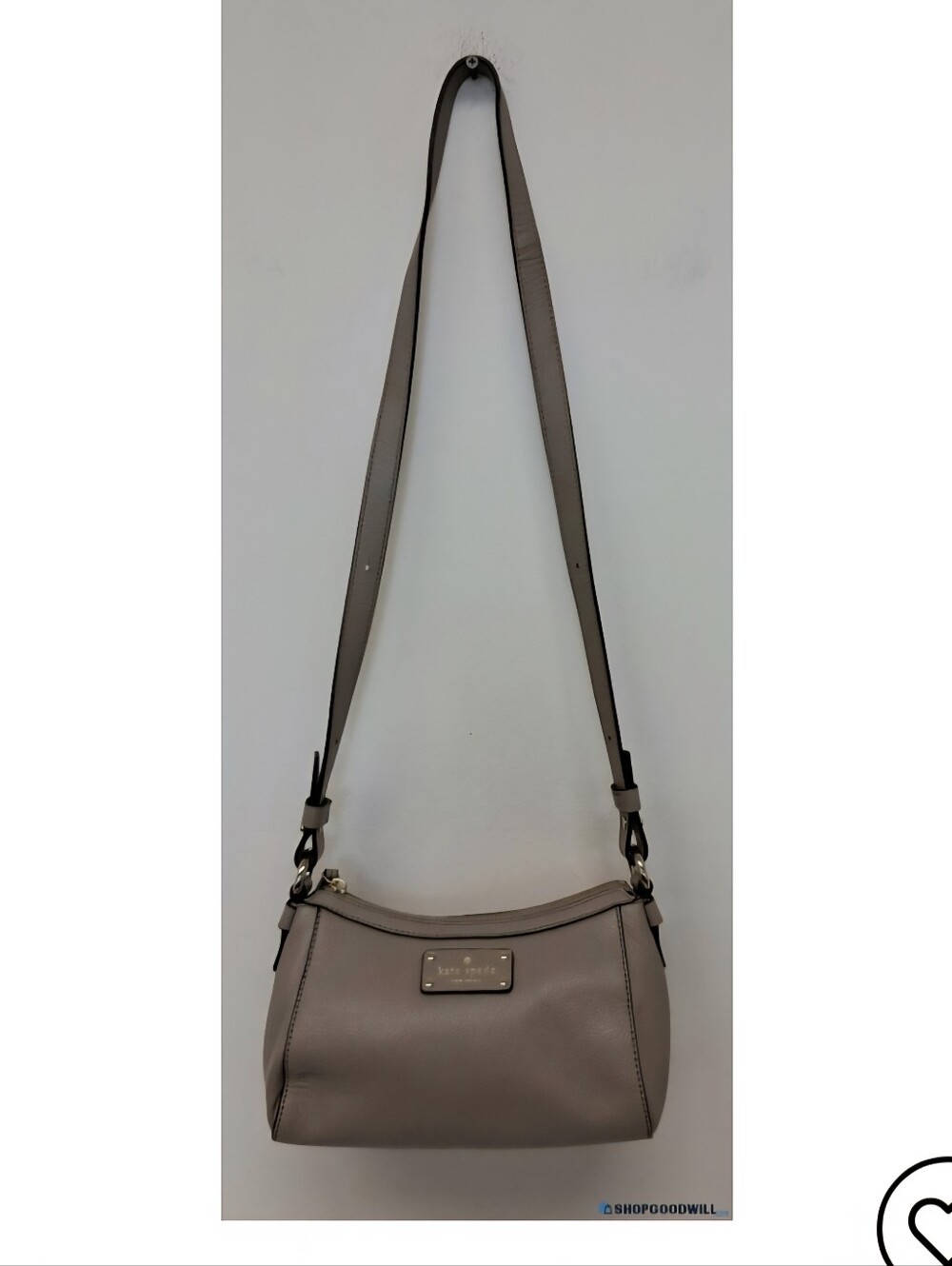 kate spade taupe gray leather crossbody bag